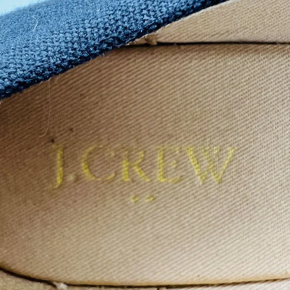 J Crew Shoes Womens 7.5 Black Cotton Espadrille Wedge Heels Round Toe Slip On